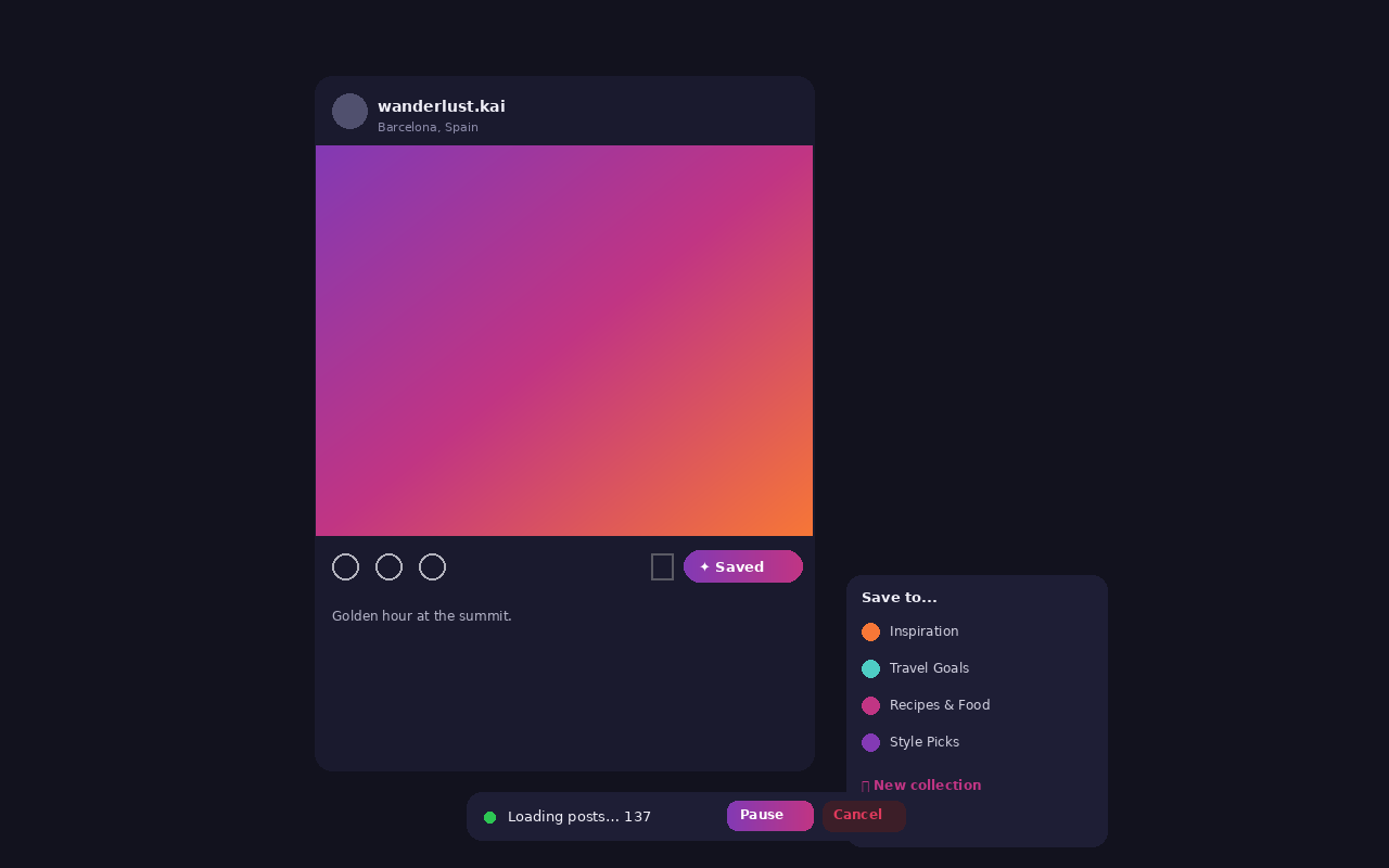 The Save button, collection picker and import control on a post